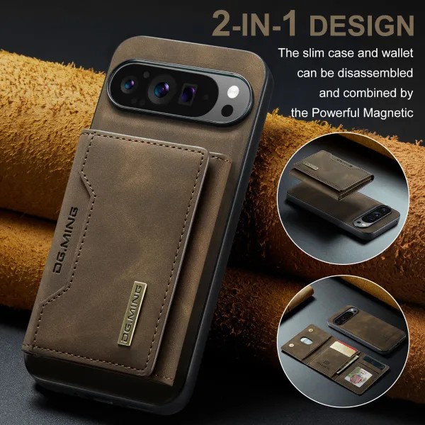 Google Pixel 9 Pro All Model Leather Phone Case With Magnetic Card Wallet